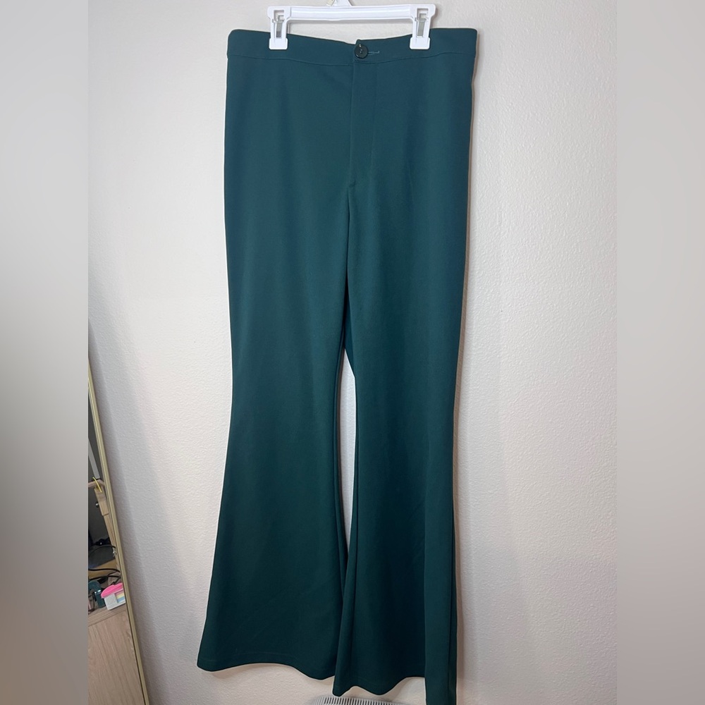SHEIN Women's Dark Teal Flare Pants Size L